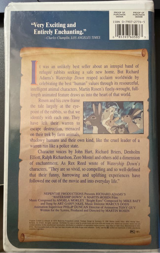Watership Down VHS movie collectible [Barcode 085393605933] - Main Image 2