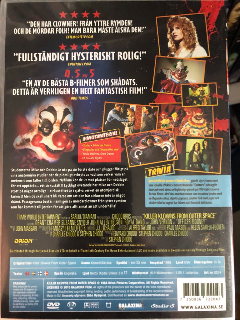 Killer Klowns from Outer Space DVD movie collectible [Barcode 7350036722043] - Main Image 2