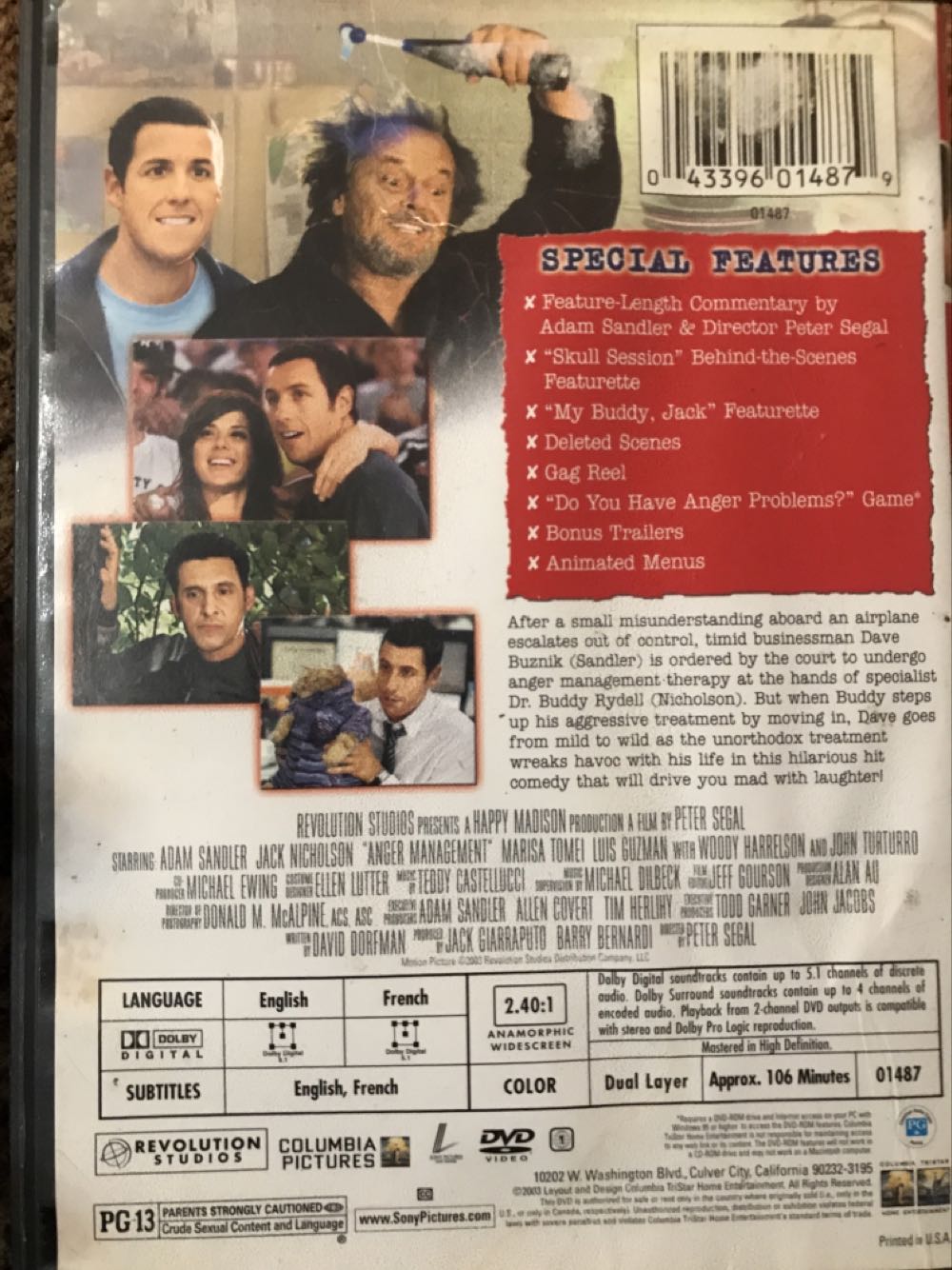 Anger Management DVD movie collectible [Barcode 043396014879] - Main Image 3