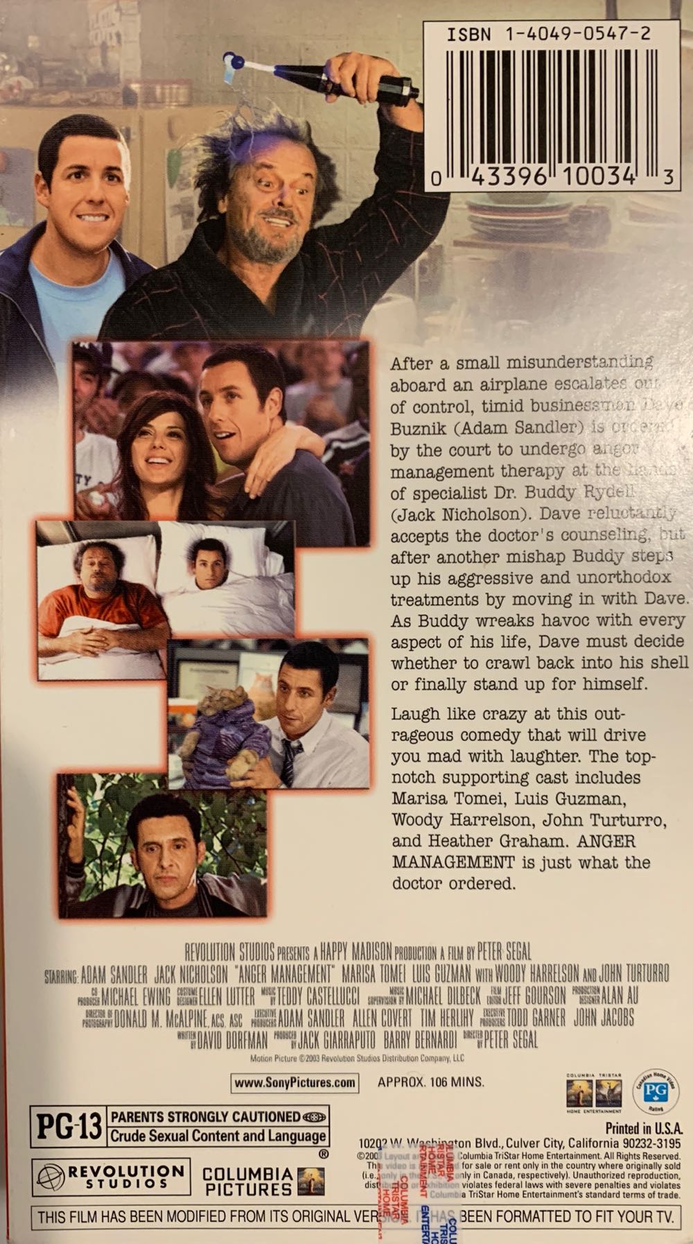 Anger Management VHS movie collectible [Barcode 043396100343] - Main Image 2