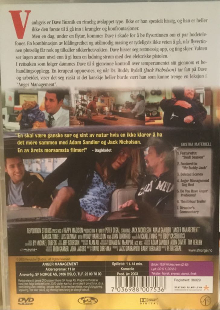 Anger Management DVD movie collectible [Barcode 7036988007536] - Main Image 2