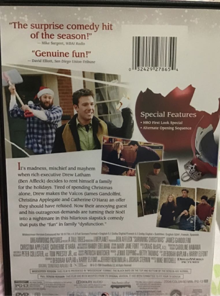 Surviving Christmas DVD movie collectible [Barcode 032429278654] - Main Image 2
