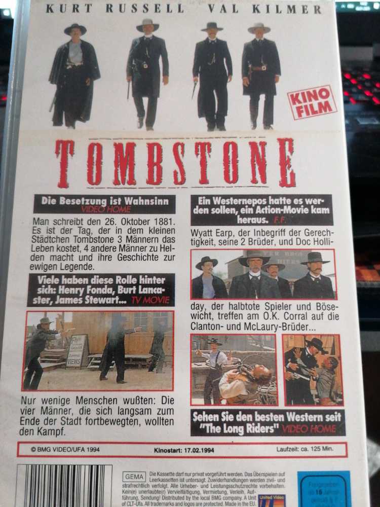 Tombstone VHS movie collectible [Barcode 5017239111419] - Main Image 2