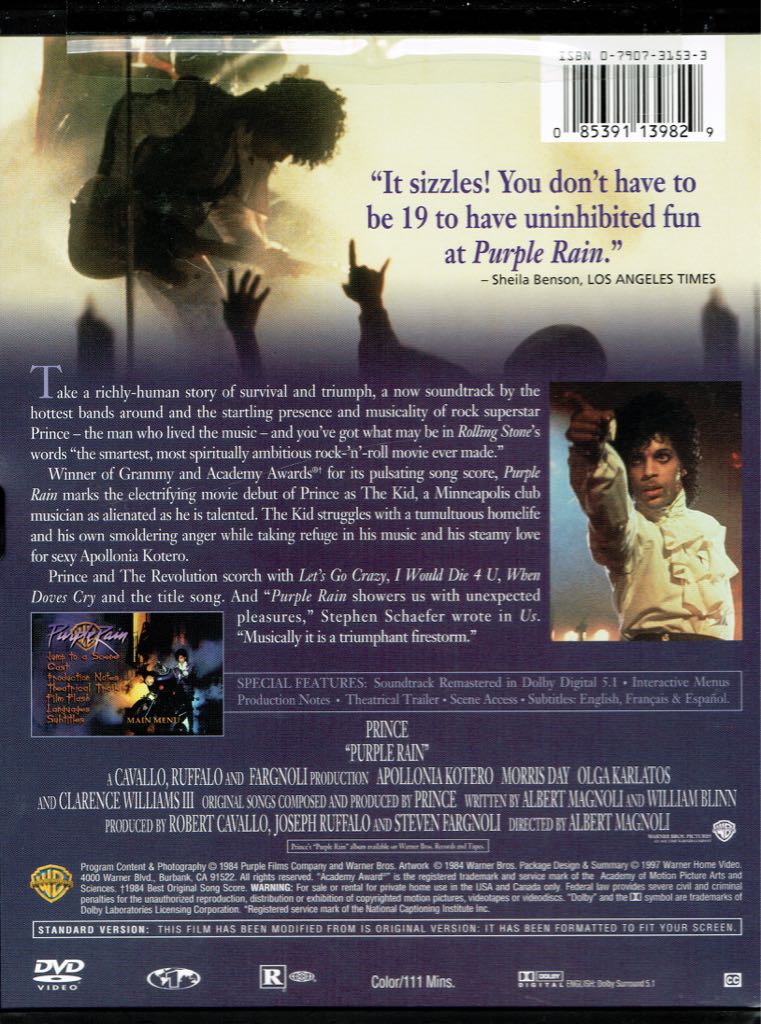 Purple Rain DVD movie collectible [Barcode 085391139829] - Main Image 2