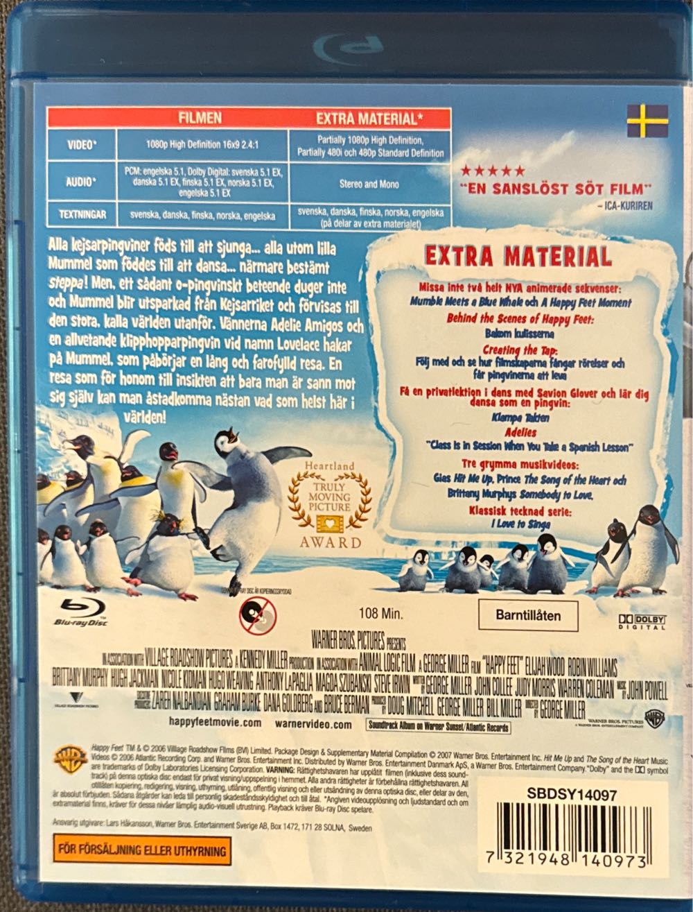 Happy Feet Blu-ray movie collectible [Barcode 7321948140973] - Main Image 2