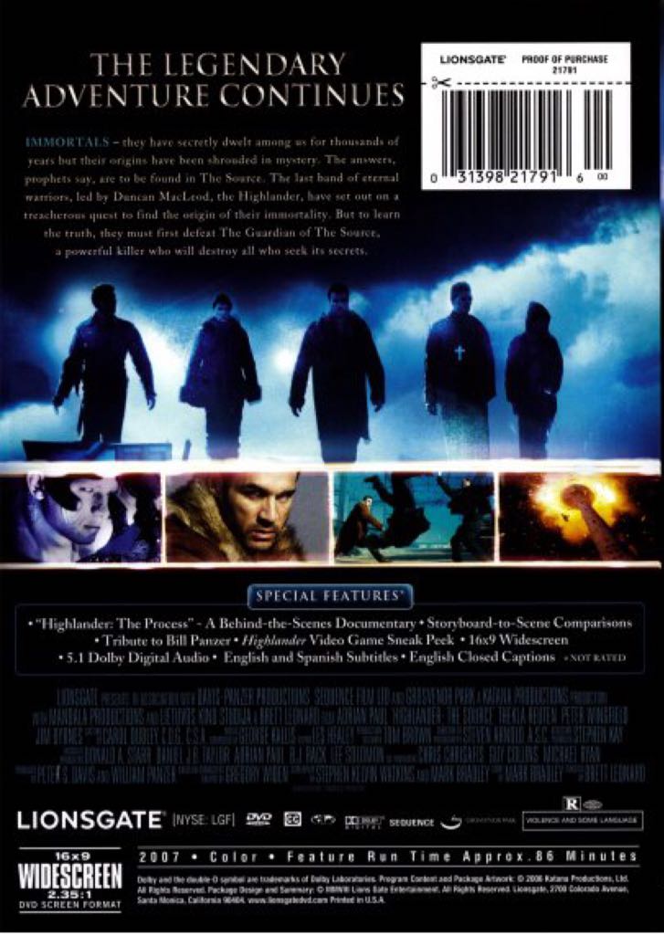 Highlander: The Source DVD movie collectible [Barcode 051313778773] - Main Image 2
