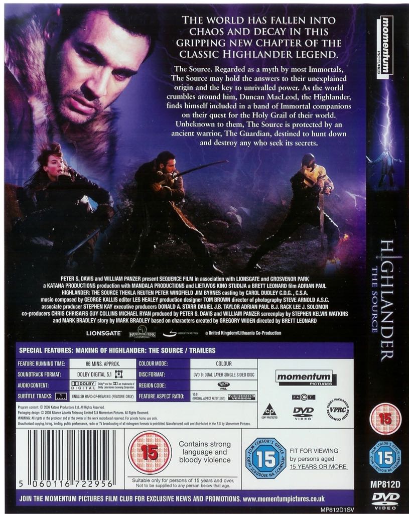 Highlander 5: The Source Digital Copy movie collectible [Barcode 057373178713] - Main Image 2