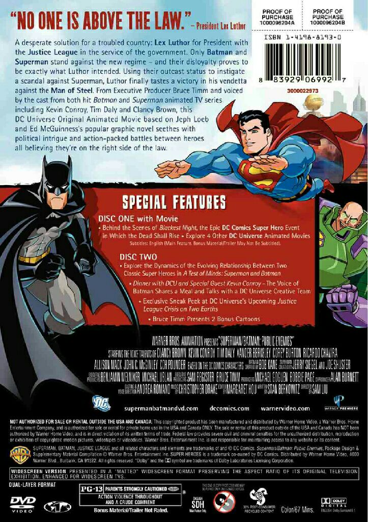 Superman/Batman: Public Enemies DVD movie collectible [Barcode 883929069934] - Main Image 2