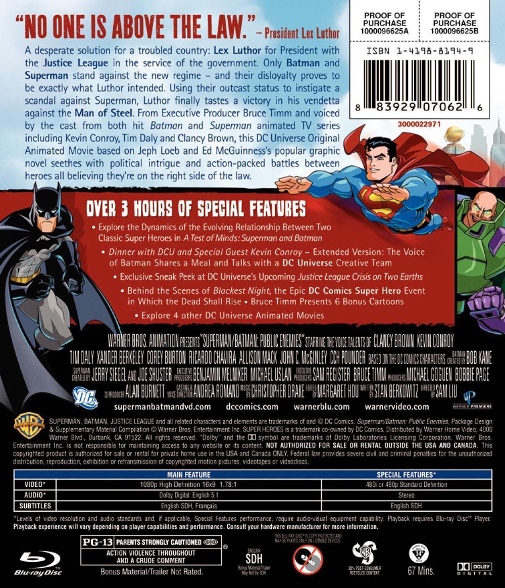 Superman/Batman: Public Enemies DVD movie collectible [Barcode 883929069934] - Main Image 4