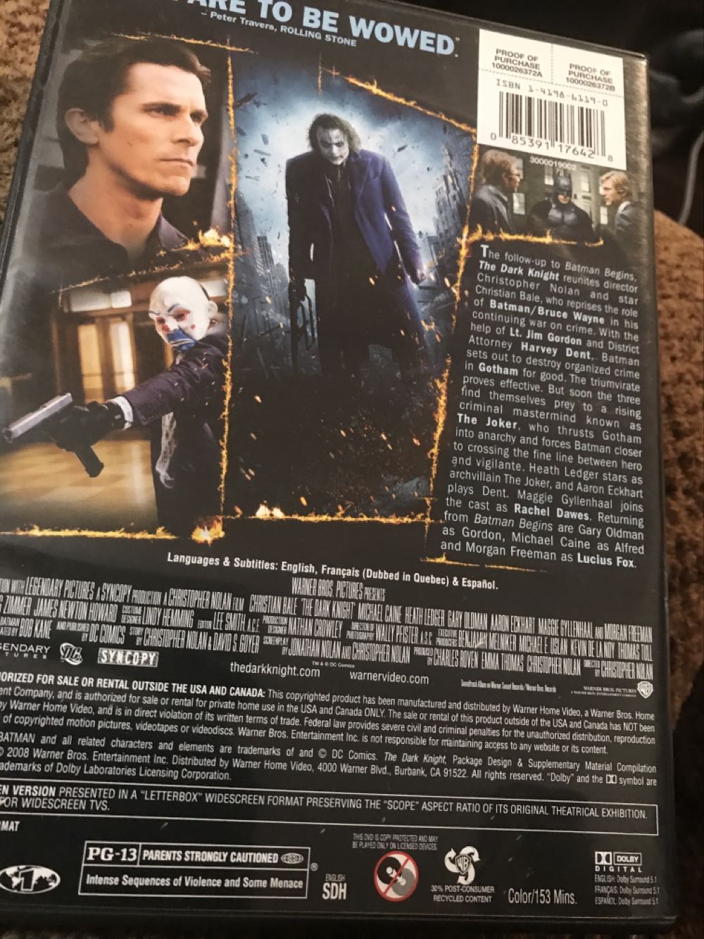 The Dark Knight DVD movie collectible [Barcode 085391176428] - Main Image 2