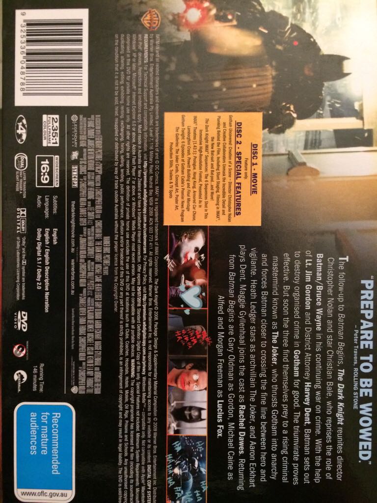 The Dark Knight DVD movie collectible [Barcode 9325336048788] - Main Image 2