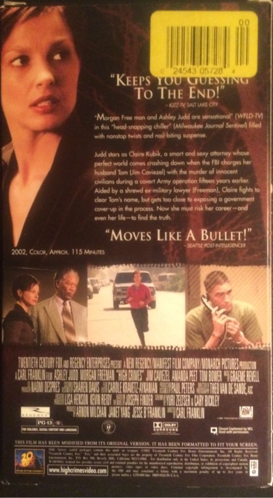 High Crimes VHS movie collectible [Barcode 024543057284] - Main Image 2