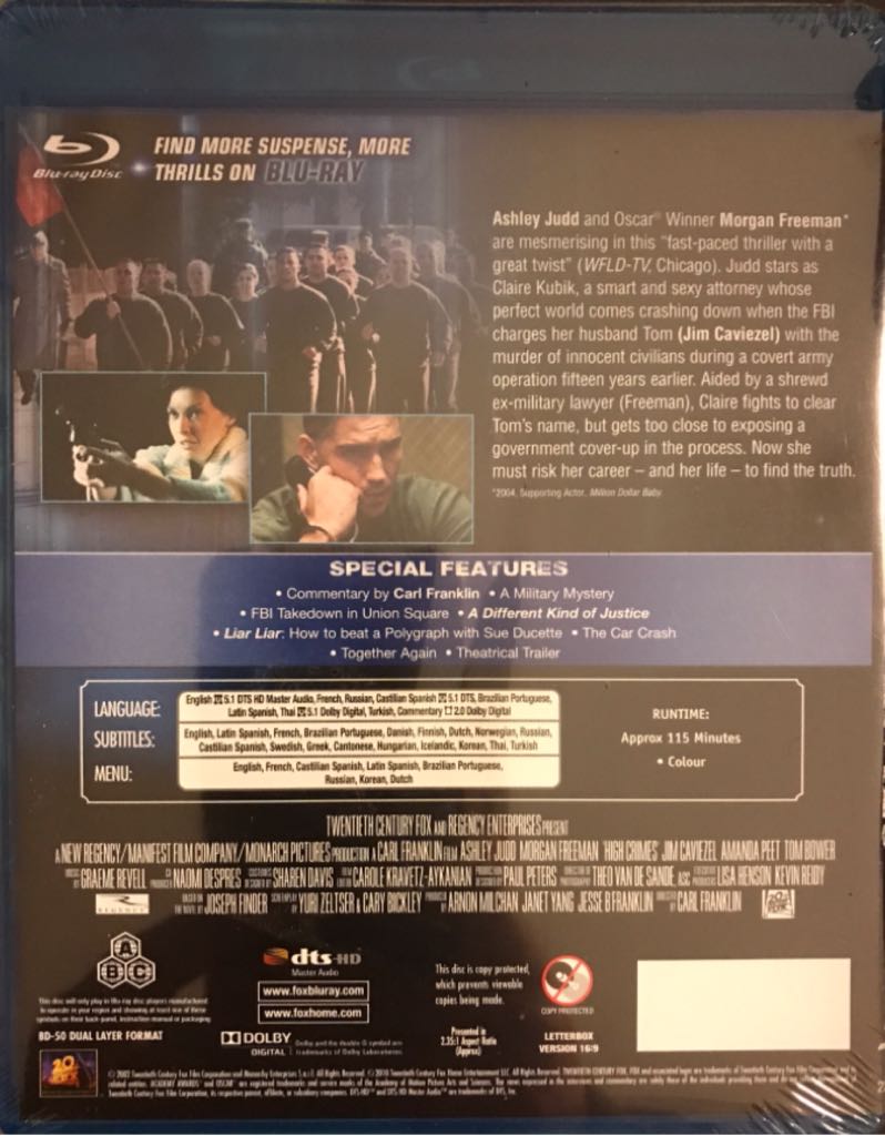 High Crimes Blu-ray movie collectible [Barcode 024543602996] - Main Image 2