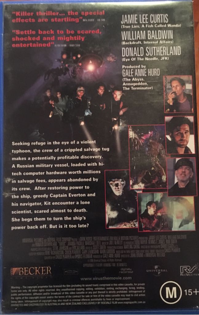 Virus VHS movie collectible [Barcode 096898448130] - Main Image 2
