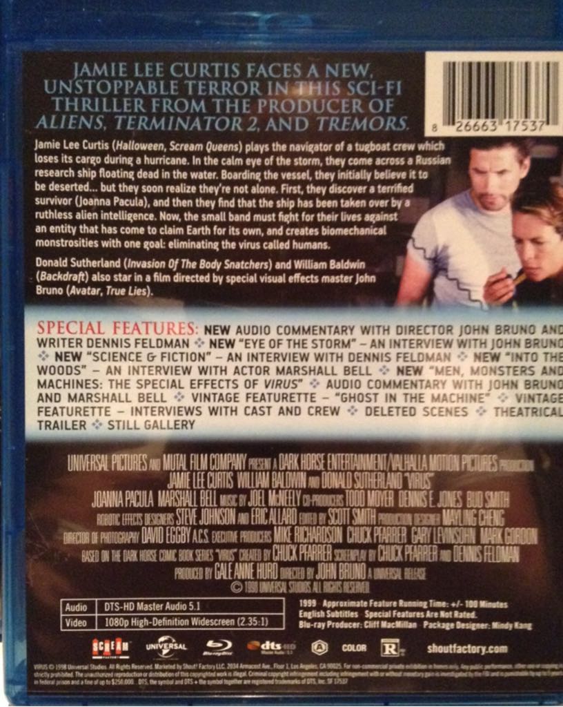 BR : Virus (SCREAM) Blu-ray movie collectible [Barcode 826663175370] - Main Image 2
