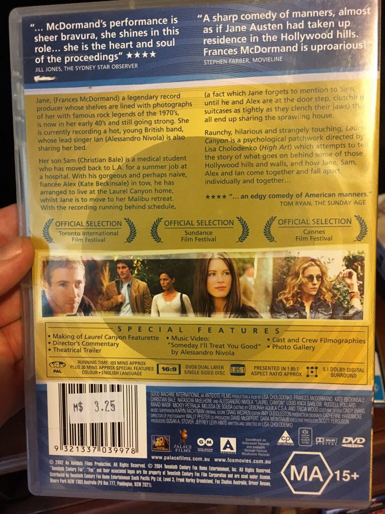 Laurel Canyon DVD movie collectible [Barcode 9321337039978] - Main Image 2