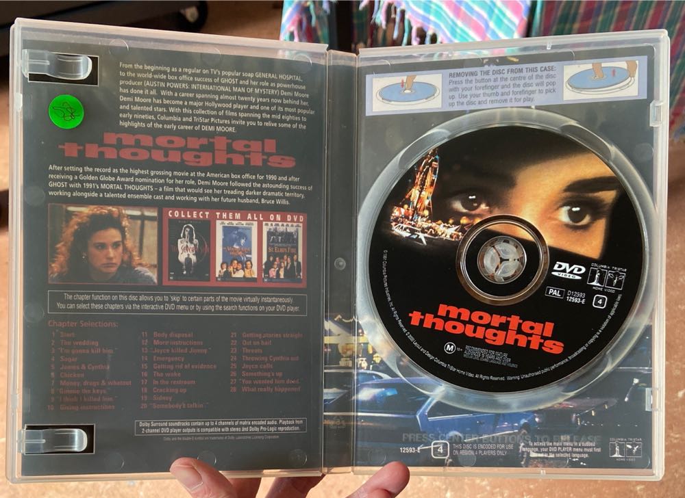 Mortal Thoughts DVD movie collectible [Barcode 9317731007033] - Main Image 4