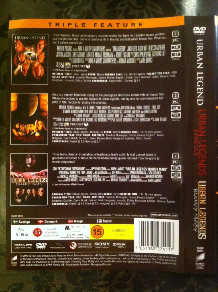 Urban Legend DVD movie collectible [Barcode 088817113878] - Main Image 2