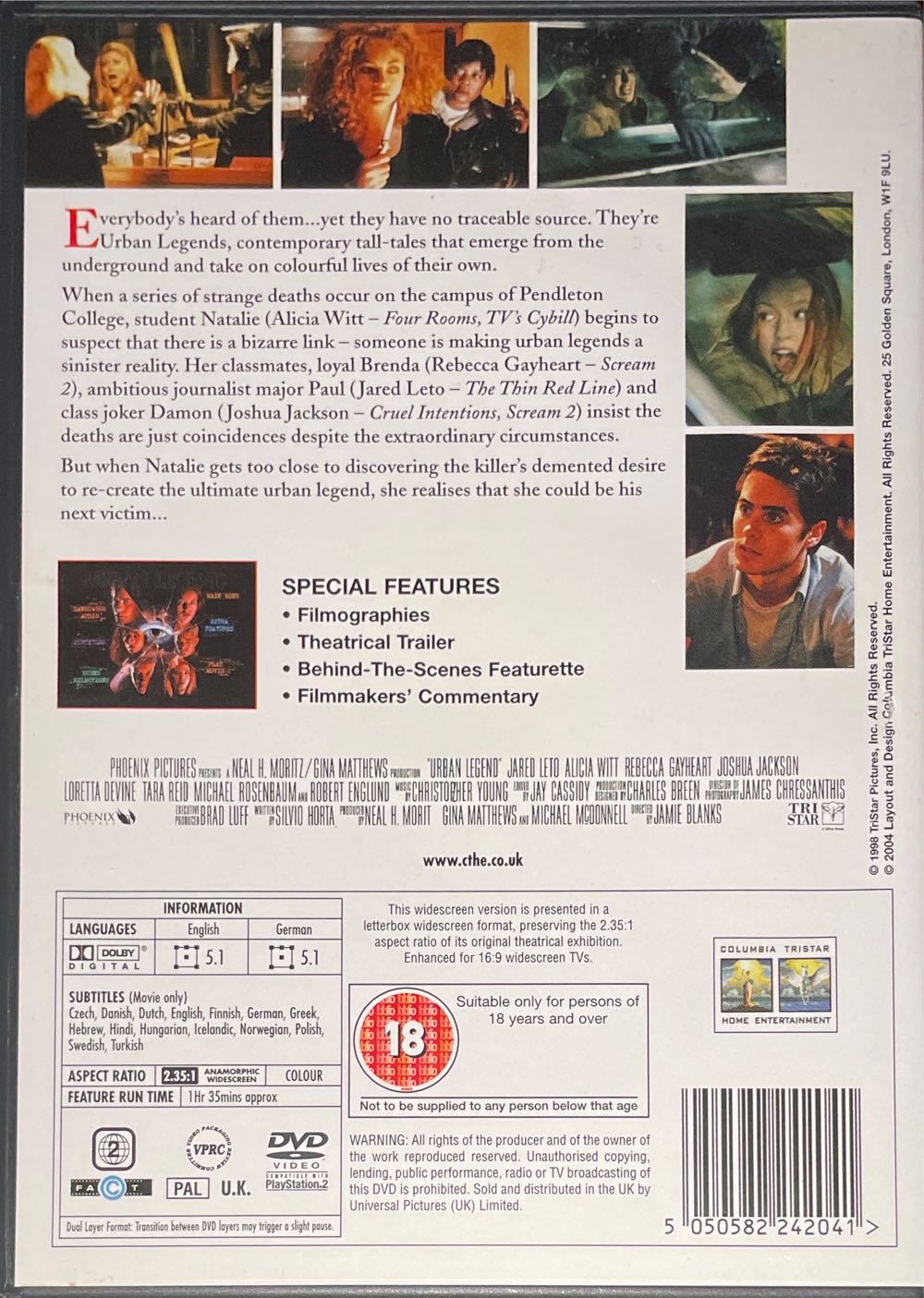 Urban Legend DVD movie collectible [Barcode 5050582242041] - Main Image 2