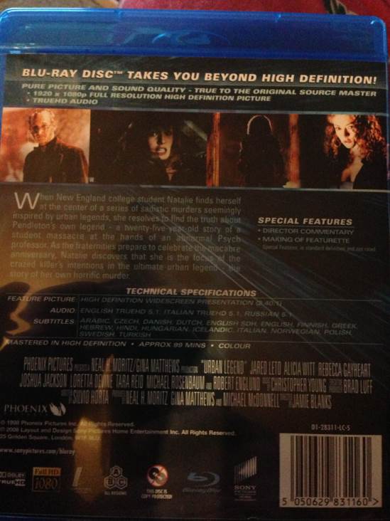 Urban Legend DVD movie collectible [Barcode 5050629831160] - Main Image 2