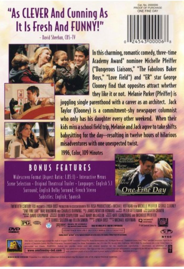 One Fine Day DVD movie collectible [Barcode 024543057635] - Main Image 2