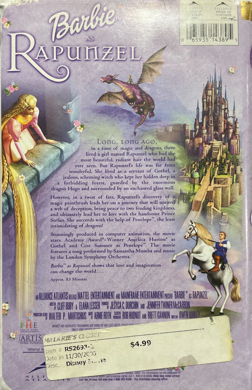 Barbie as Rapunzel VHS movie collectible [Barcode 065935143895] - Main Image 2