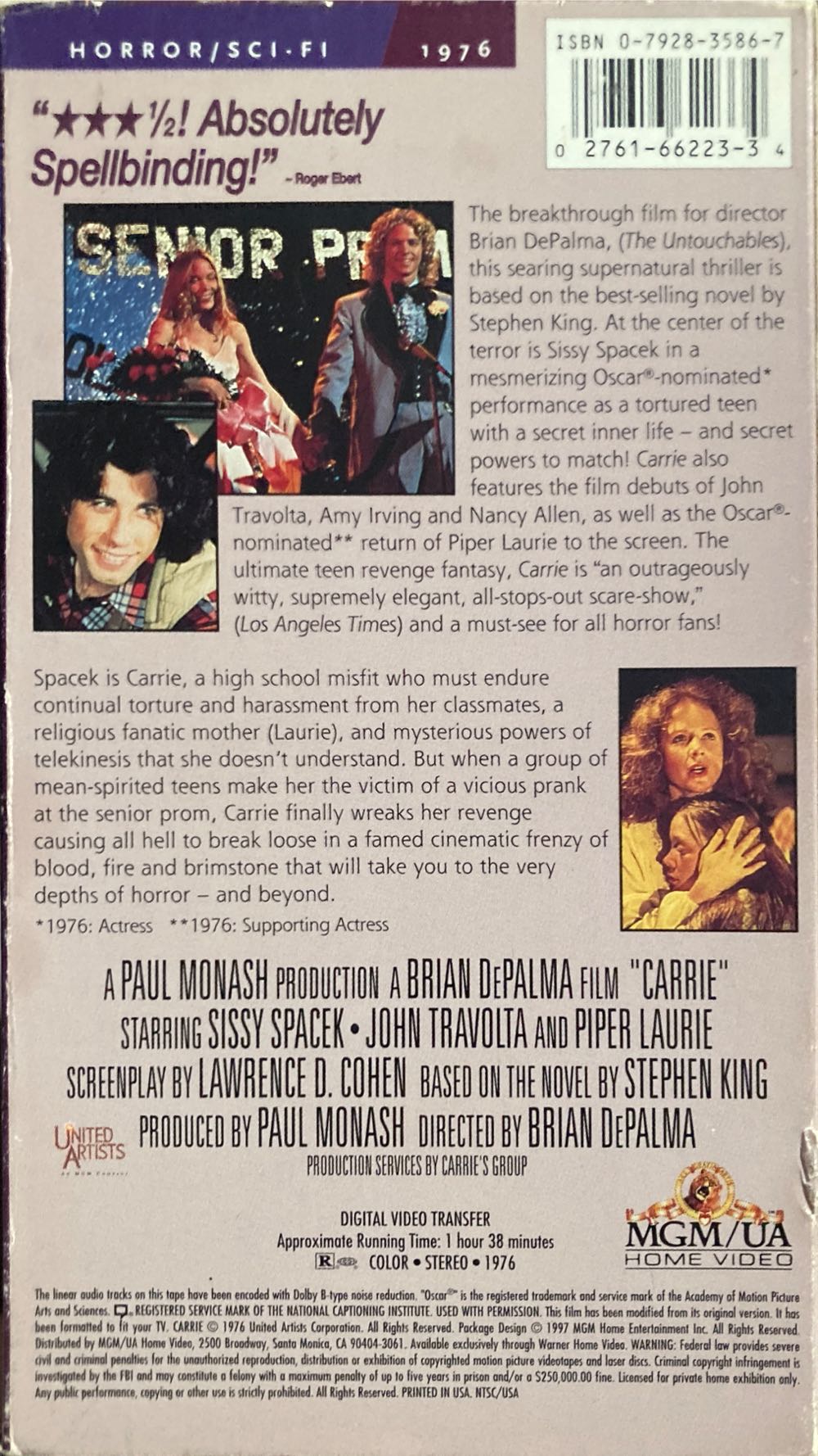 Carrie VHS movie collectible [Barcode 027616622334] - Main Image 2