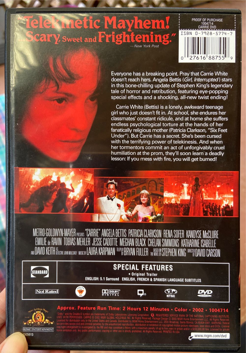 Carrie (No Cover Art) DVD movie collectible [Barcode 027616887559] - Main Image 3
