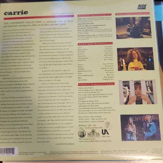 Carrie Laser Disc movie collectible [Barcode 715515000154] - Main Image 2