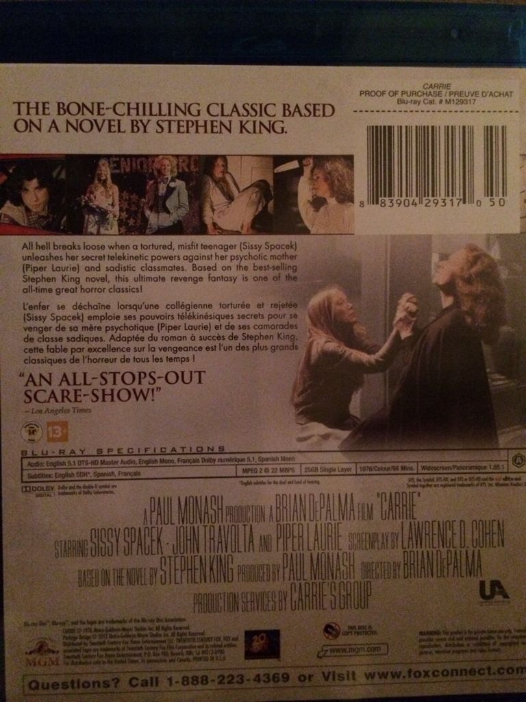 Carrie Blu-ray movie collectible [Barcode 883904293170] - Main Image 2