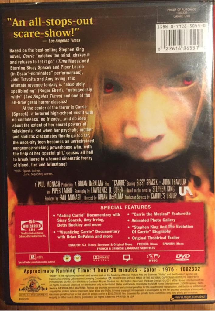 Carrie DVD movie collectible - Main Image 2
