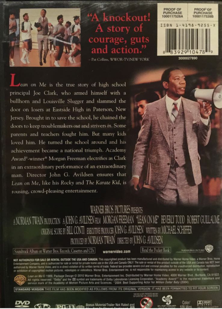Lean on Me DVD movie collectible [Barcode 883929104789] - Main Image 2