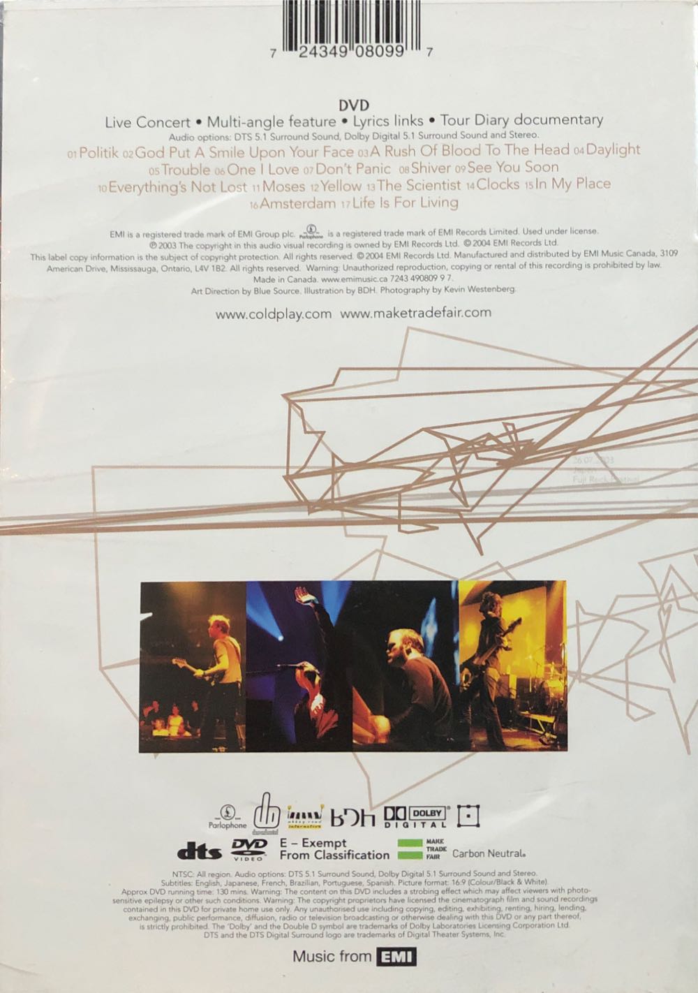 Coldplay Live 2003 DVD movie collectible [Barcode 724349080997] - Main Image 2