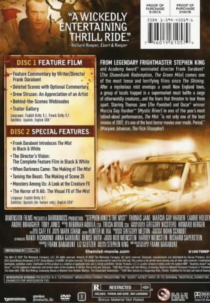Mist, The DVD movie collectible [Barcode 065935815273] - Main Image 2