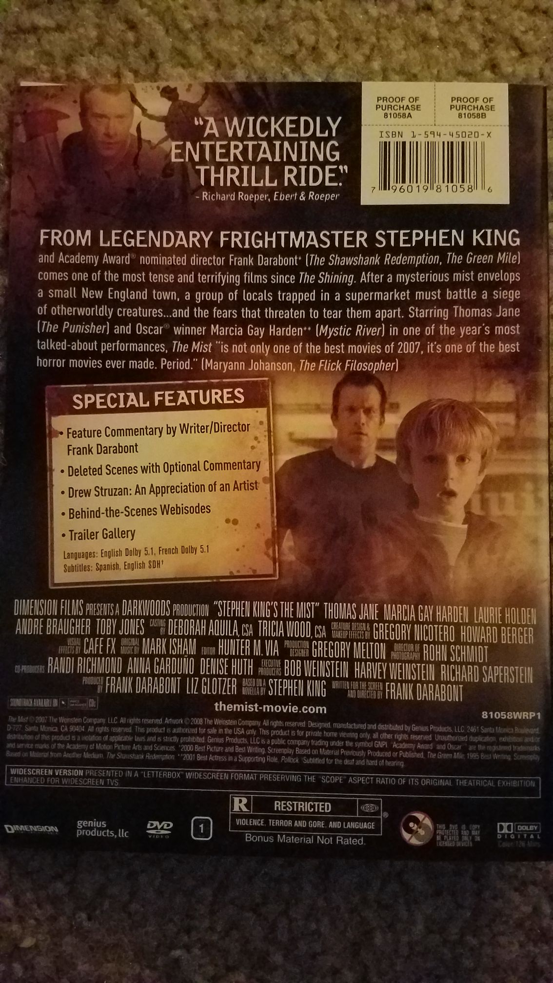 The Mist DVD movie collectible [Barcode 4897005028292] - Main Image 2