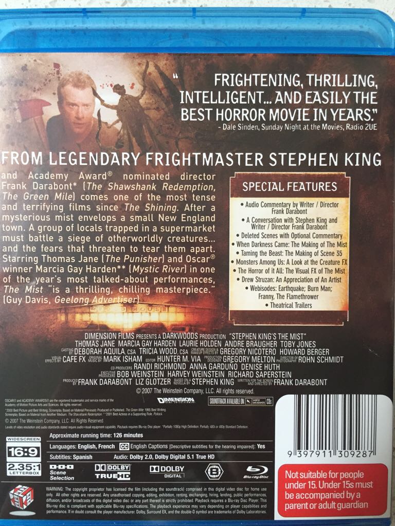 The Mist (2007) 1080p Blu-ray movie collectible [Barcode 9397911309287] - Main Image 2