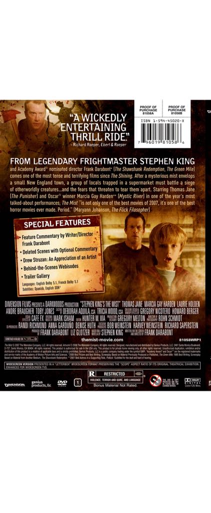 The Mist Blu-ray movie collectible - Main Image 2