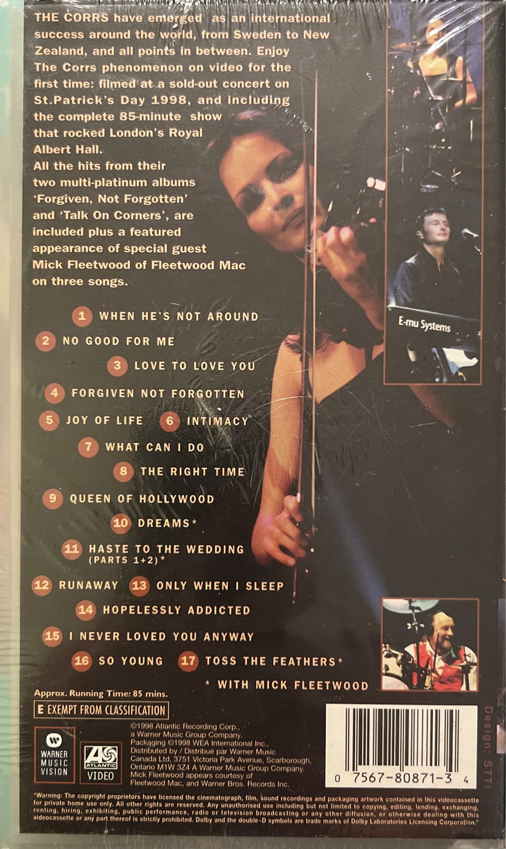 The Corrs: Live at the Royal Albert Hall VHS movie collectible [Barcode 075678087134] - Main Image 2