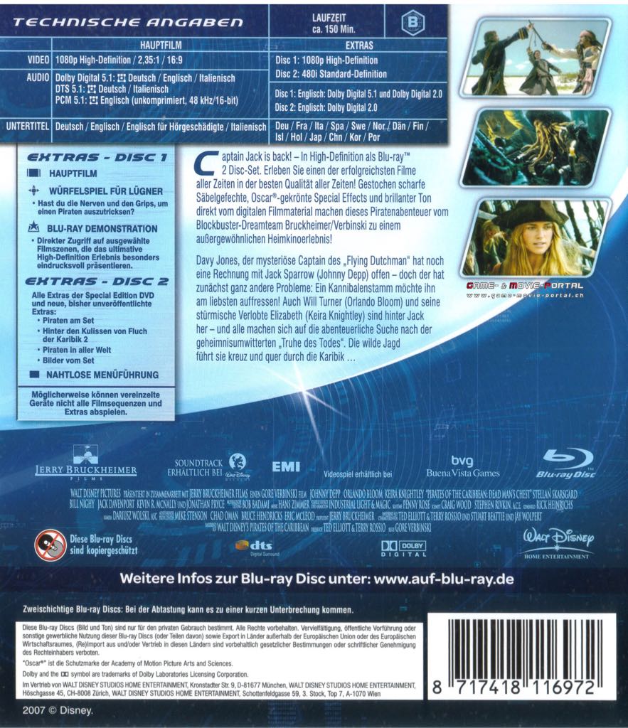 Fluch Der Karibik 2 Blu-ray movie collectible [Barcode 8717418342784] - Main Image 2