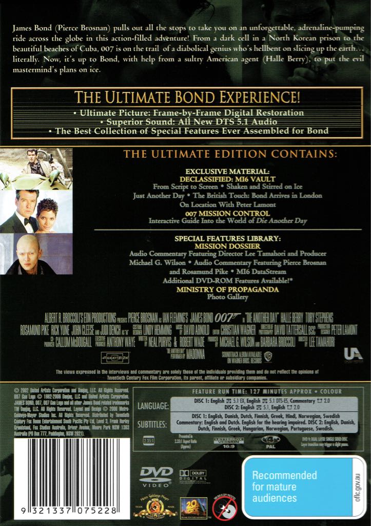 Die Another Day Blu-ray movie collectible [Barcode 9321337075228] - Main Image 2