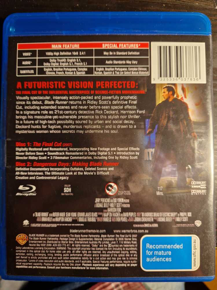 Blade Runner The Final Cut Blu-ray movie collectible [Barcode 9325336037836] - Main Image 2
