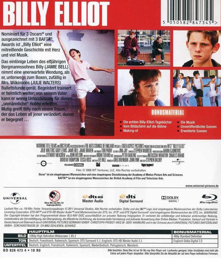 Billy Elliot Blu-ray movie collectible [Barcode 025192130151] - Main Image 2