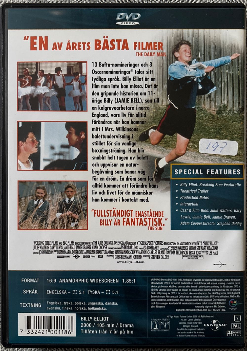 Billy Elliot DVD movie collectible [Barcode 7332421001186] - Main Image 2
