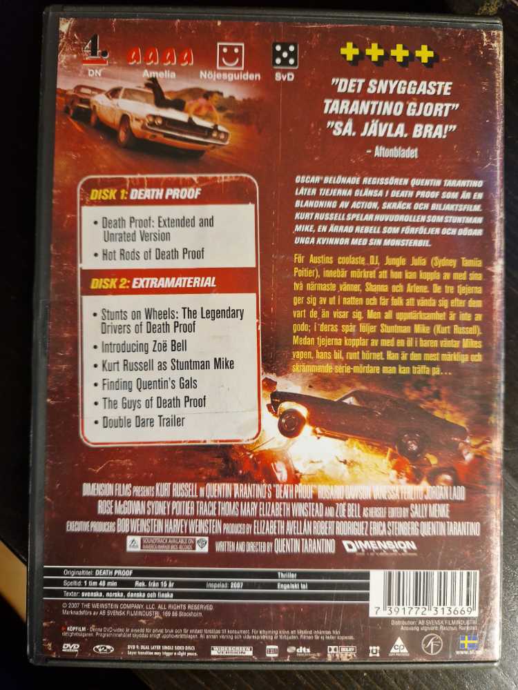 Death Proof DVD movie collectible [Barcode 7391772313669] - Main Image 2