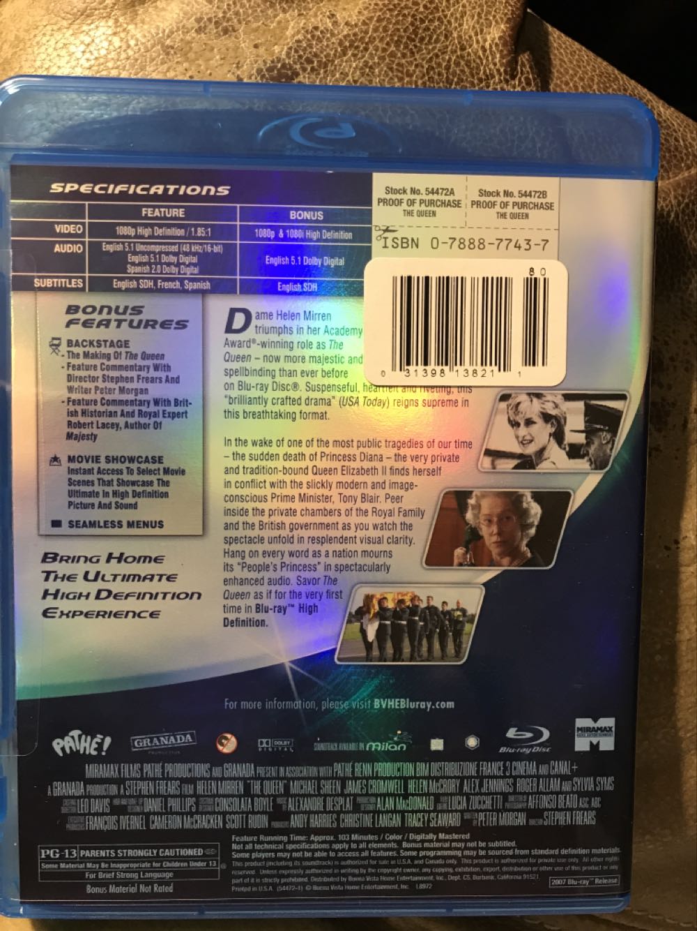 The Queen. Q267 Blu-ray movie collectible [Barcode 031398138211] - Main Image 2
