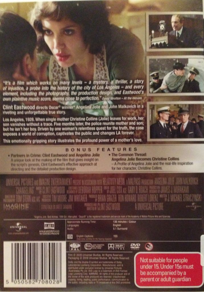 Changeling DVD movie collectible [Barcode 5050582708028] - Main Image 2