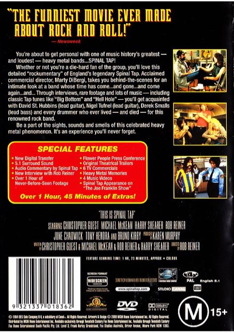 This Is Spinal Tap DVD movie collectible [Barcode 9321337018362] - Main Image 2
