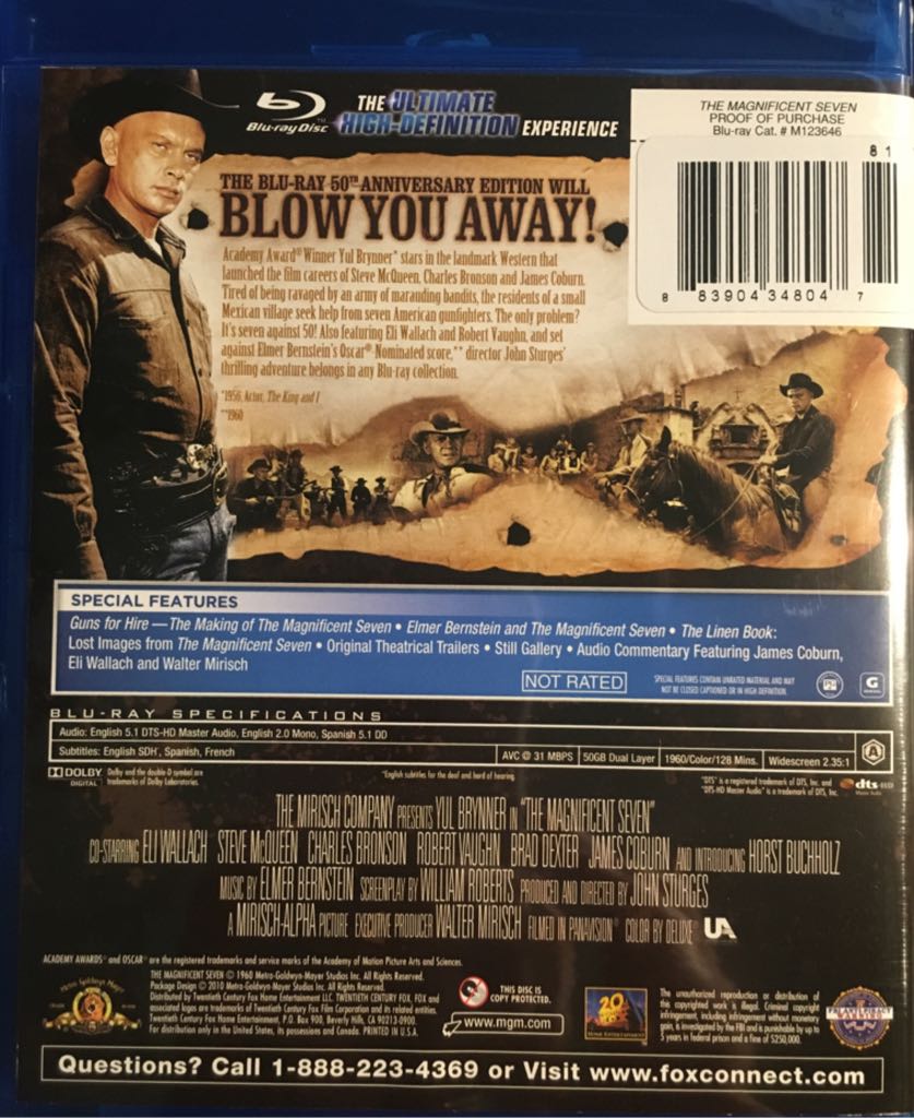 The Magnificent Seven Blu-ray movie collectible [Barcode 883904348047] - Main Image 2