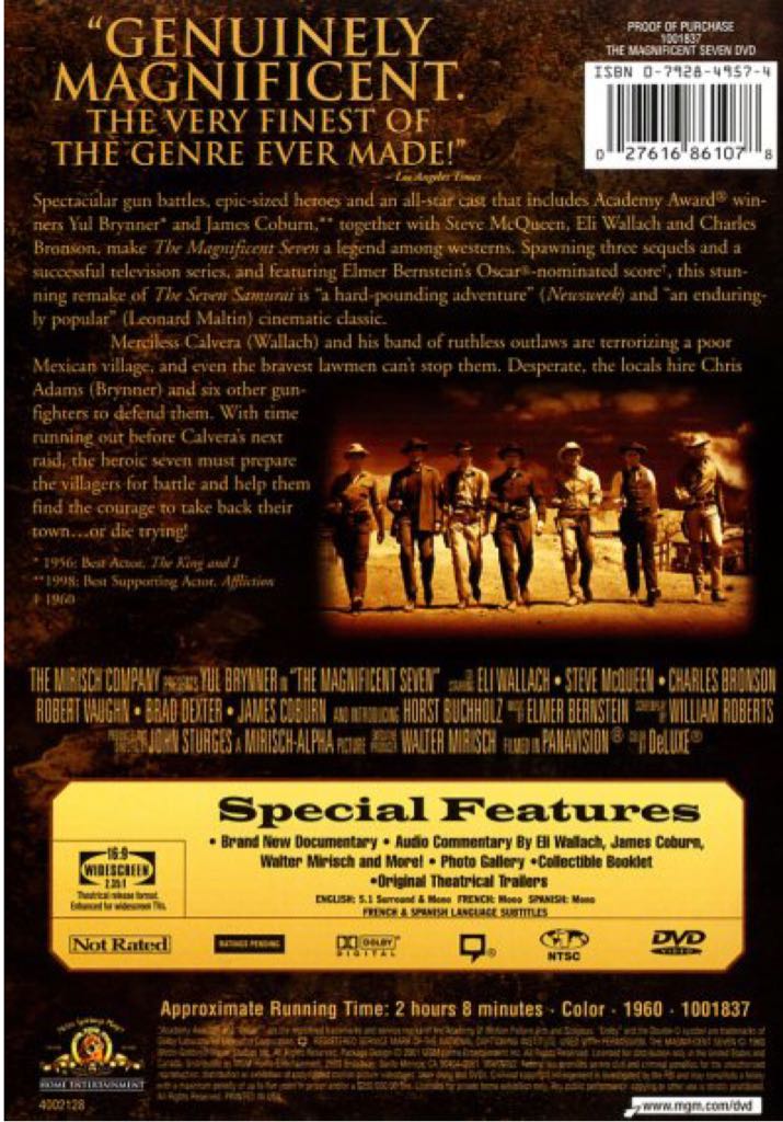 The Magnificent Seven (1960) DVD DVD movie collectible [Barcode 9321337072111] - Main Image 2