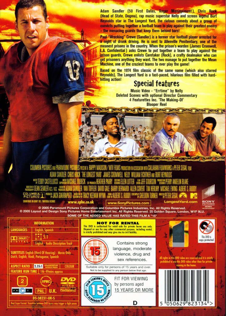 The Longest Yard DVD movie collectible [Barcode 9049333494460] - Main Image 2